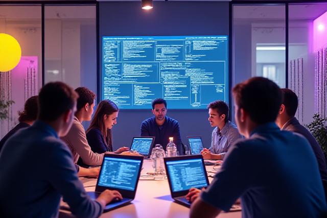 Team working on custom software development